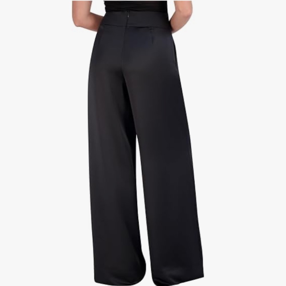 NWT BCBG MAXAZRIA Wide Leg Silky Black Pants - Size 2 - Picture 2 of 12